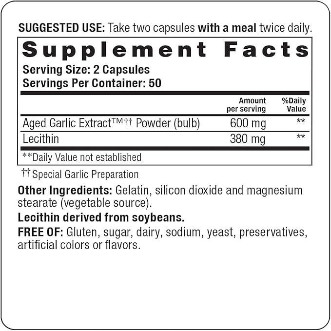 Kyolic Aged Garlic Extract Cholesterol Formula 104-100 Capsules