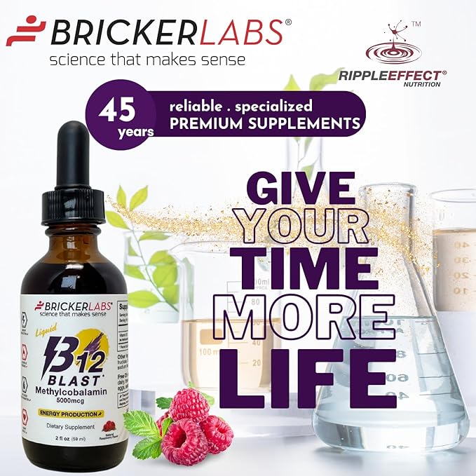 B12 Blast Methylcobalamin 5000mcg, Great Tasting Sublingual Liquid Energy Vitamins -Vegan B12 Vitamins, Sustained Energy and Cellular Health Supplement - 59-Day Servings