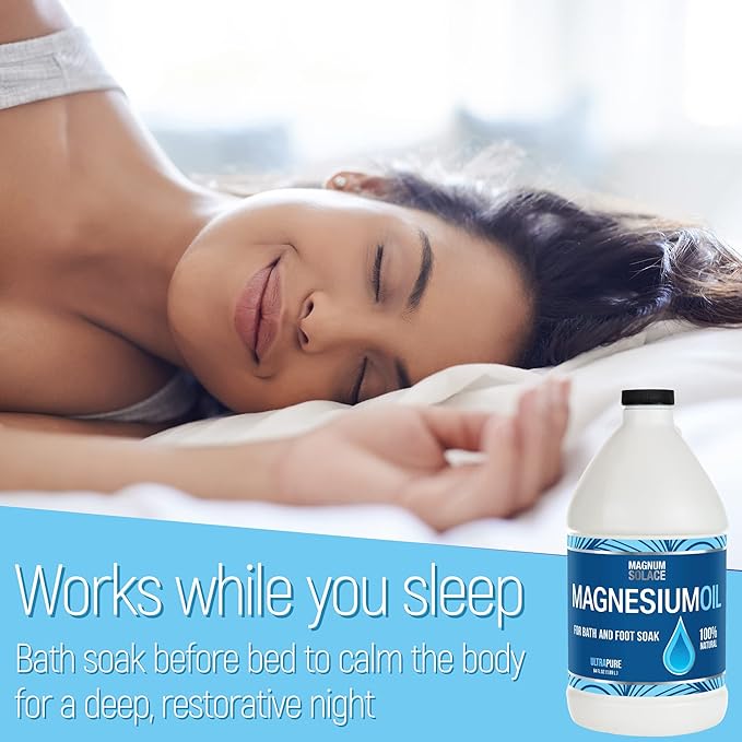 Pure Magnesium Oil - Bulk Size 64 oz - for Use with Magnesium Bath Flakes for Soaking or Refilling Magnesium Oil Spray
