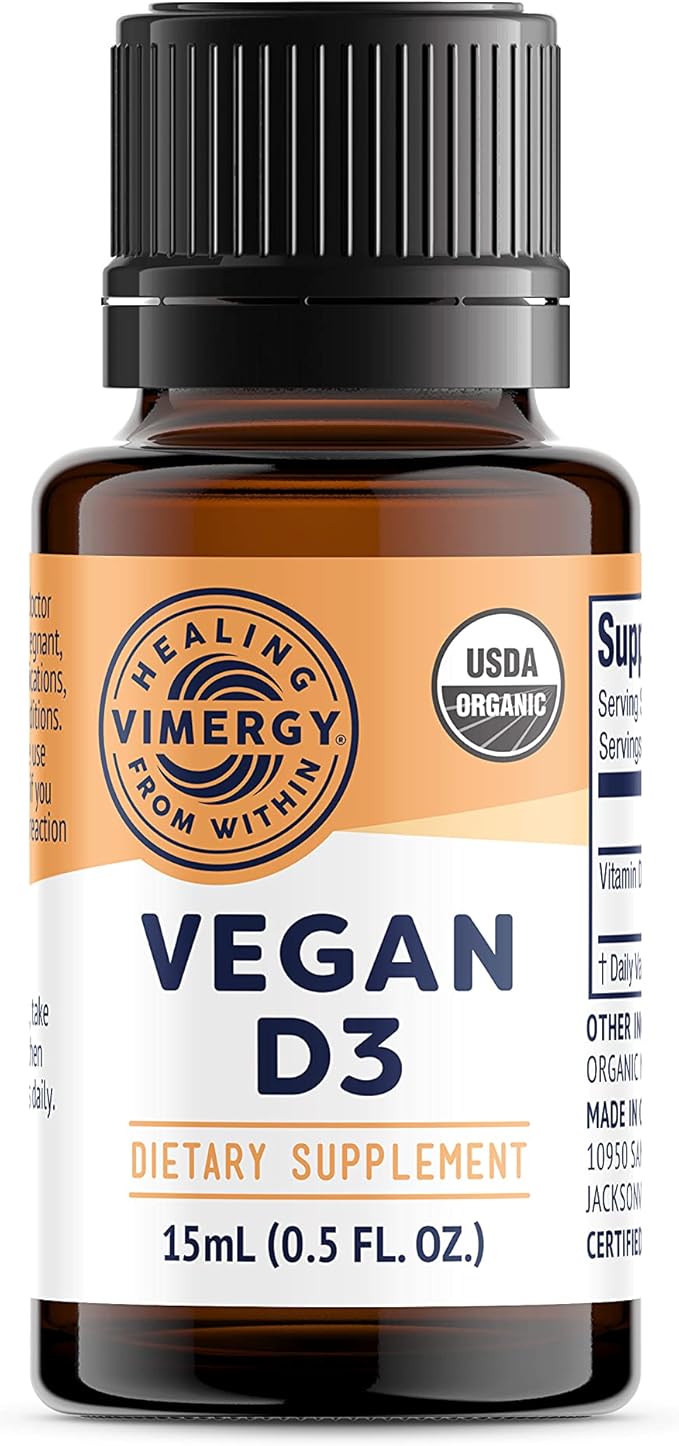 Vimergy Vegan D3 – Benefits Immune Function* – USDA Certified Organic, Vegan, Gluten-Free – 1000IU/Servings, 96 Servings