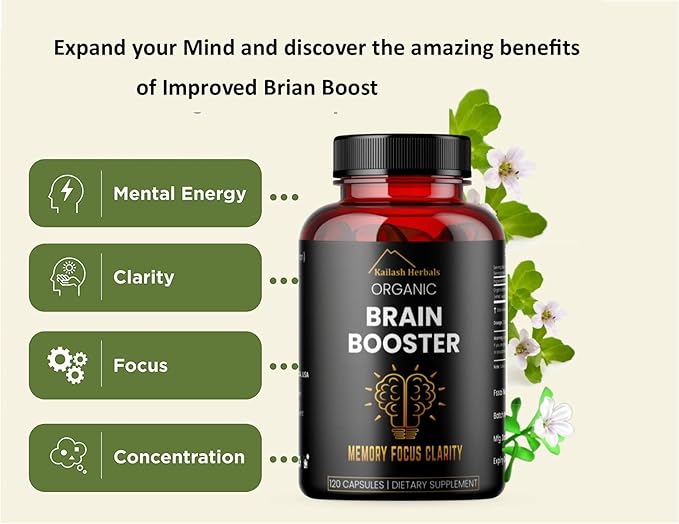 Bacopa, Organic Brain Booster, Nootropic Brain Supplement, Bacopa Monnieri/Brahmi, for Mental Sharpness, Focus, Memory, and Cognitive Wellness, 120 Capsules 500mg, 2 Month Supply