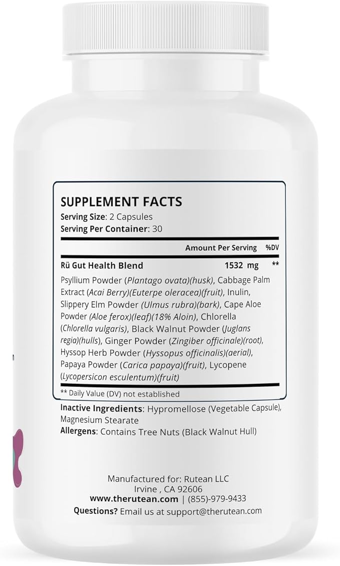 Gut Keeper - Psyllium Husk, Slippery Elm Bark, Ginger Root, Inulin - Digestive and Immune Support - 60 Capsules