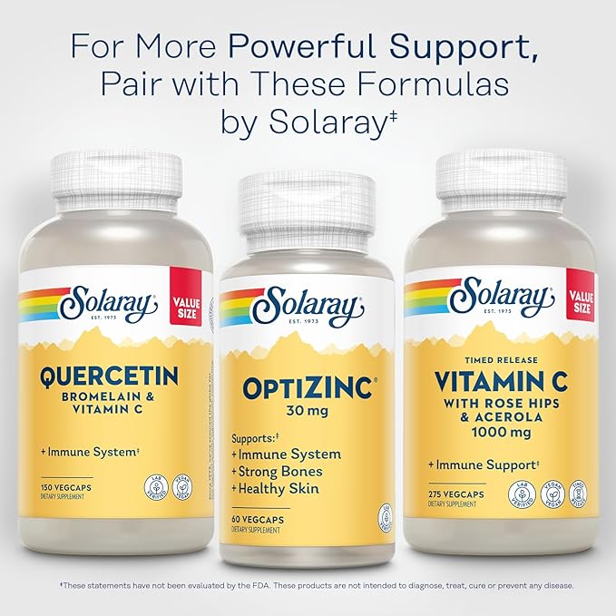 Solaray OptiZinc 30mg Immune Support Supplement, Chelated Zinc Capsules, Endocrine Systems and Cellular Health Support, with Methionine, Vitamin B6 and NO Copper, 60-Day Guarantee, 60 Serv, 60 VegCaps
