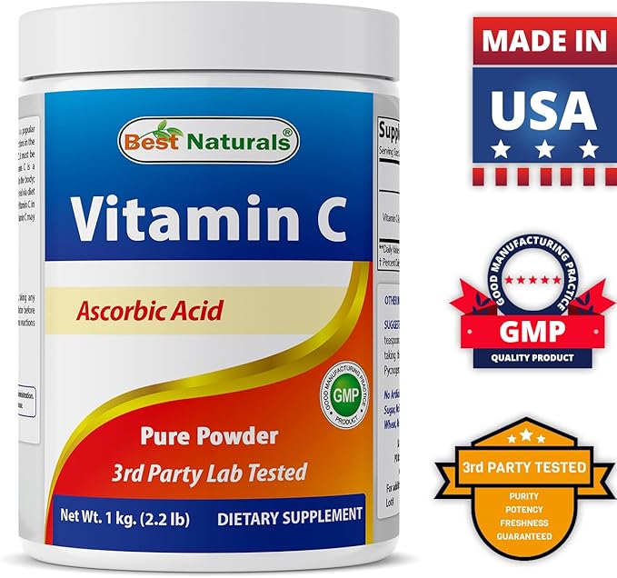 Best Naturals 100% Pure Vitamin C Powder Non-GMO 1 lb (454 Grams) Powder (Also Called Ascorbic Acid) (1 LB (Pack of 2))