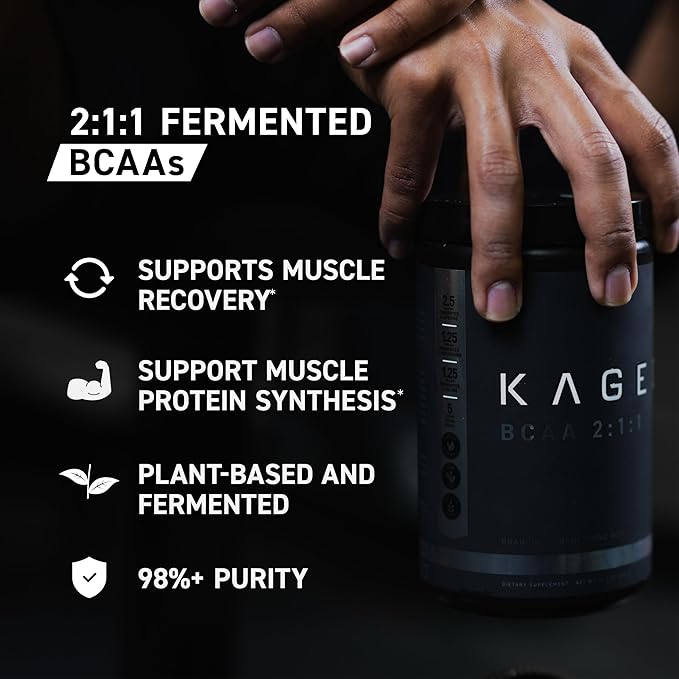 BCAA Powder, Kaged BCAAs Amino Acids, Fermented, Plant Based & Vegan Friendly Branched Chain Amino Acid, 5g BCAA Unflavored, Amino Acid Supplements for Men, 72 Servings