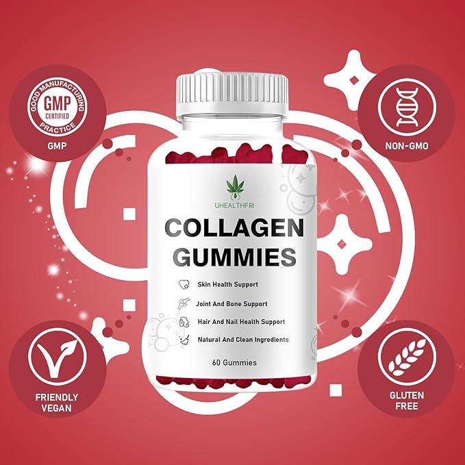 Collagen Peptides Gummies - Collagen Gummies with Peptides Type I II III V X Peptides for Hair Skin & Nails - Hydrolyzed Collagen for Women and Men (1)