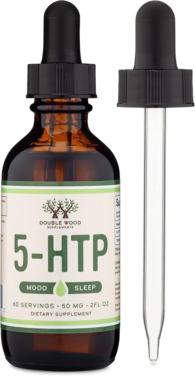 5HTP Liquid Drops - More Absorbable and Effective Than 5 HTP Capsules (60 Servings of 50mg 99%+ 5-HTP) Serotonin Supplement for Mood, Sleep, and Relaxation by Double Wood