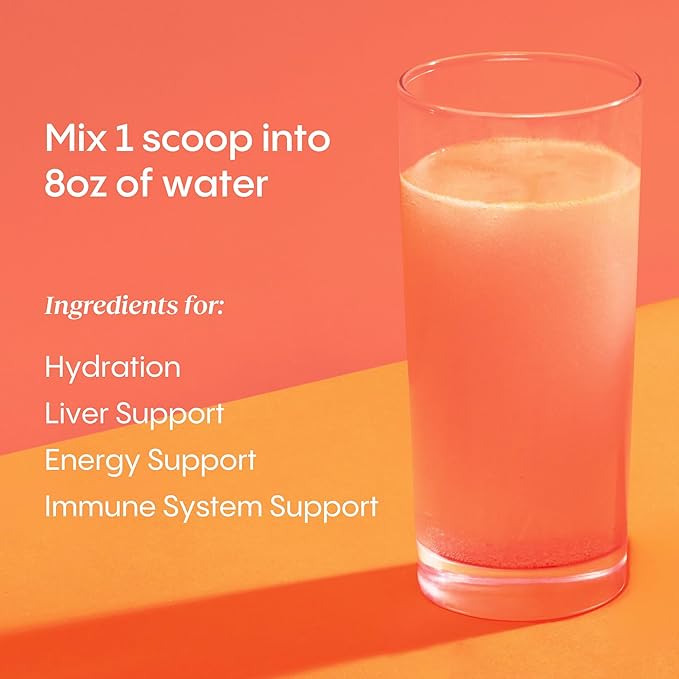 Hydralyte Liver Support + Electrolyte Mix with Milk Thistle, Turmeric, Ginger, Prickly Pear, Green Tea Extract Formulated for Rapid Rehydration, (Blood Orange Ginger, 40 Serve Tub)