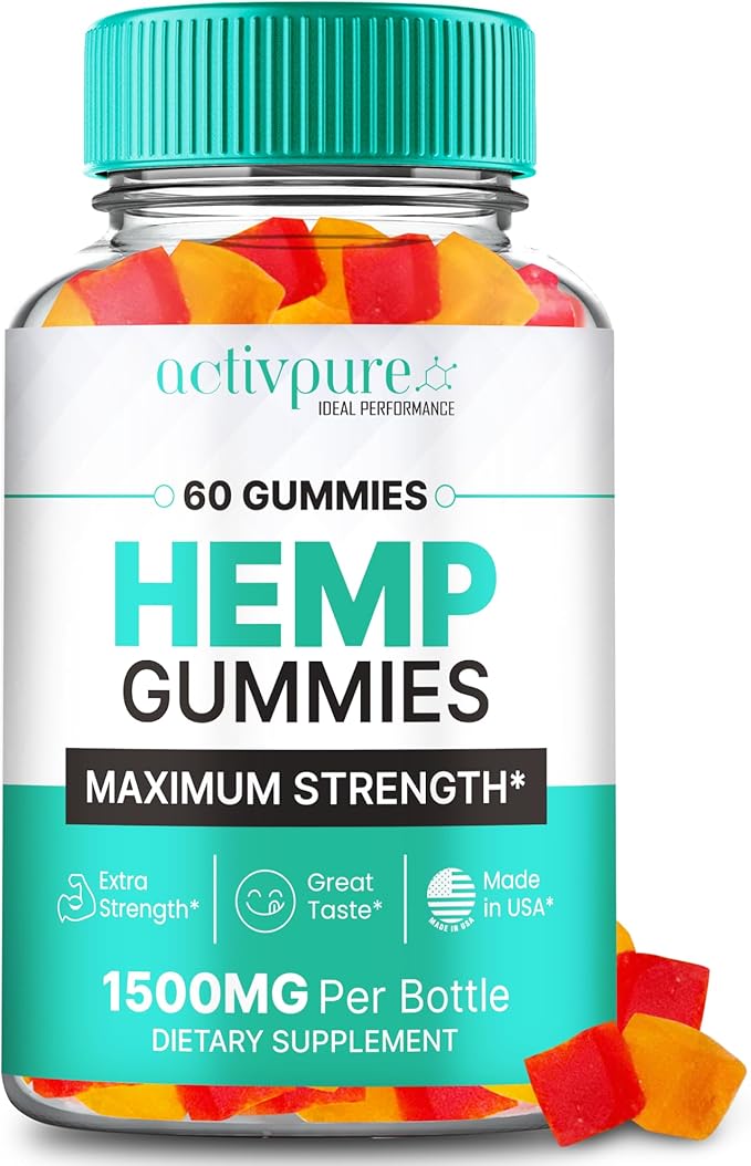 Activ Pure Hemp Gummies - ActivPure Supplement Hemp Gummies - Maximum Strength, All Natural Overall Health and Wellness Support, Activ Pure Health Gummy Reviews (60 Gummies)
