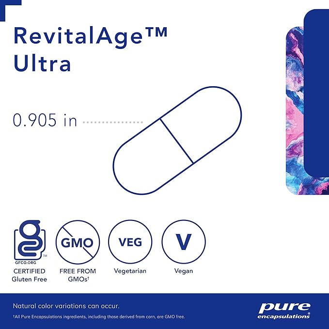 Pure Encapsulations RevitalAge Ultra 90's - Aids Healthy Aging - Mitochondrial Support* - Antioxidant-Rich - Gluten Free & Non GMO - 90 Capsules