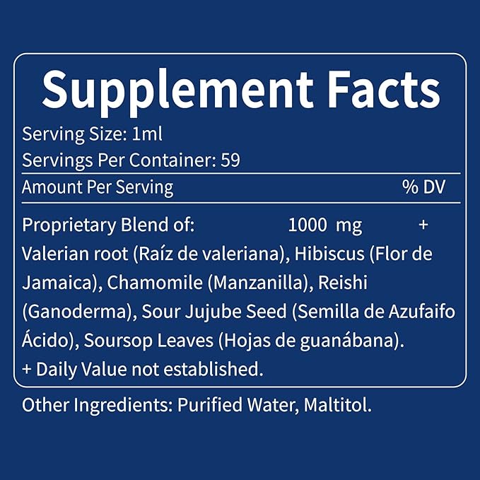 Valerian Root Sleep Support Drops, Gotas de Manzanilla y Flor de Jamaica y Valeriana para Dormir, Nature Herbal Extract Liquid for Deep Sleep. 4oz