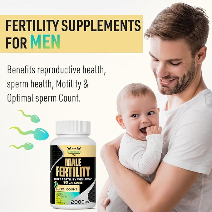 Fertility Supplements for Men, Male Fertility Supplement - Optimal Sperm Count, Motility and Strength, 2000MG Mens Prenatal Vitamins with CoQ10 Maca Root, Zin, NAC &Folate for Conception - 90 Capsules
