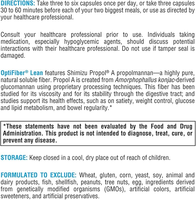 XYMOGEN OptiFiber Lean, Daily Fiber Supplement Pills - 100% Natural Soluble Propolmannan Dietary Fiber - Support Digestion, Satiety & Regularity - Serves as a Prebiotic (120 Capsules)