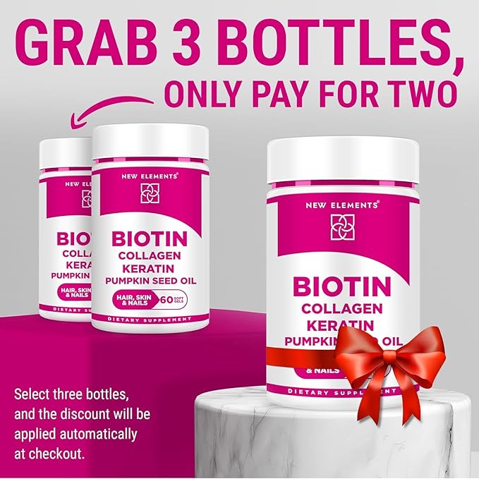 Biotin Supplement 10000mcg with Collagen Peptides Keratin and Pumpkin Seed Oil for Hair Skin and Nails | Hair Growth Supplement for Women & Men | Biotin and Collagen Supplements for Hair Loss
