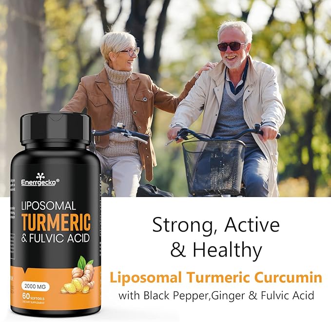 2000 mg Liposomal Turmeric Curcumin with Black Pepper & Ginger for Superior Absorption with Fulvic Acid and Humic Acid (60 Count (Pack of 1))