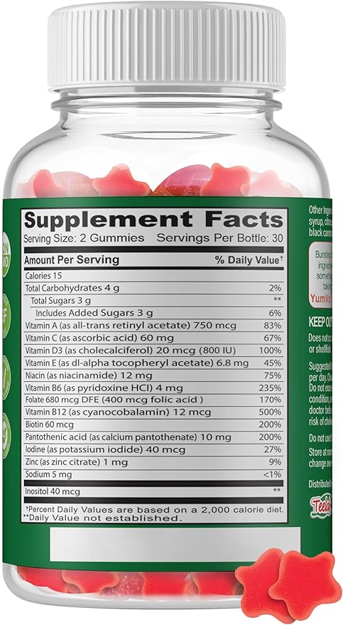 Yum-V's Complete Multivitamin and Multimineral for Adults Jellies, Raspberry, 60 Count