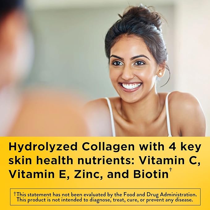 Nature Made Collagen Gummies with Vitamin C, Zinc and Biotin, Hydrolyzed Collagen Peptides Supplement for Healthy Skin Support, 60 Gummies, 60 Day Supply