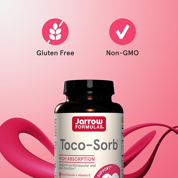 Jarrow Formulas® Toco-Sorb Cardiovascular Health and Brain Function Support, High Absorption Formula, Tocotrienol-Tocopherol Complex and Vitamin E, 60 Softgels, 30 Day Supply