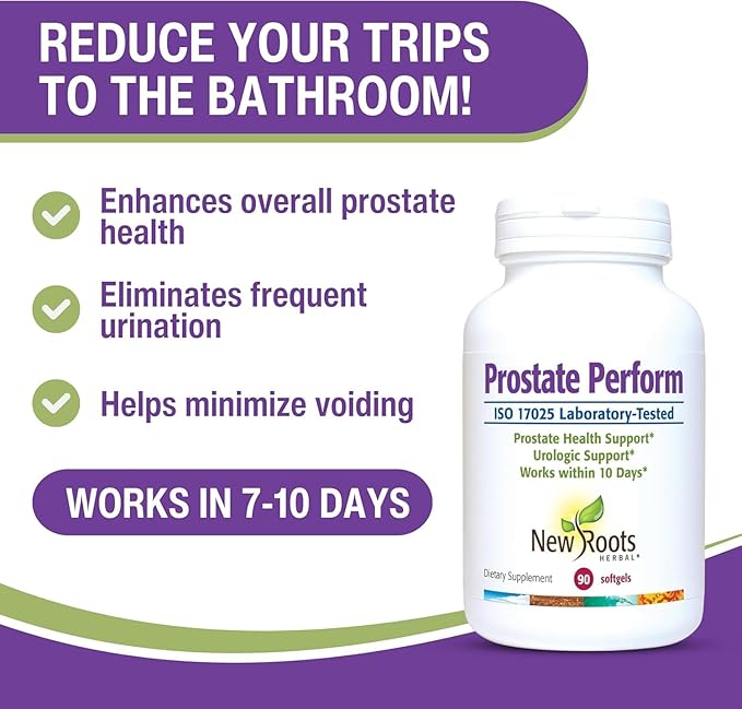 New Roots | Prostate Supplement + Super Blend 16 Powerful Herbals: Saw Palmetto, Plant Sterols, Rye Flower, Borage Oil, Cranberry, Olive Oil, Zinc, Selenium (14 Softgels) - Urinary Health Supplement