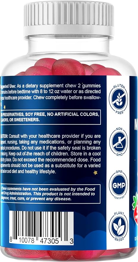 Vitamatic Sugar Free Melatonin 60 mg - 60 Vegetarian Gummies - Non-Habit Forming Supplement