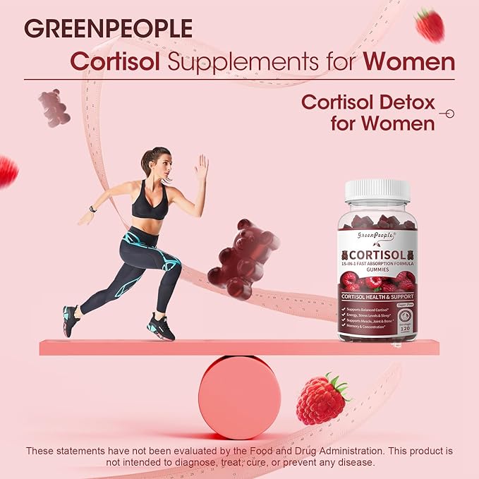 Cortisol Supplements Detox for Women - Cortisol Manager & Reduce with Ashwagandha/Phosphatidylserine/Magnesium for Sleep/Rlaxation/Mood - 120 CT Raspberry Flavor Gummies