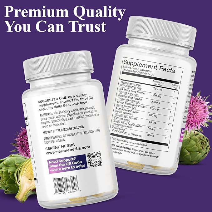 Liver Cleanse Detox & Repair Formula – Pure Health Liver Support with Milk Thistle, Artichoke & Dandelion Root for Fatty Liver & Liver Health Herbal Detox Supplement Capsules (60 Count)