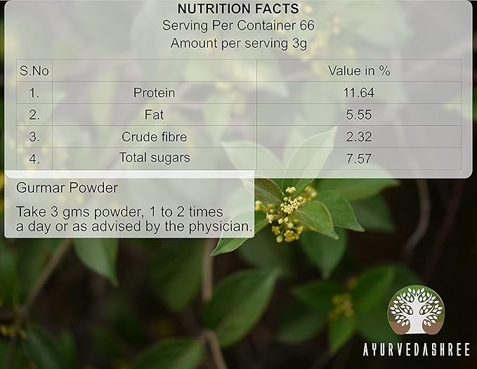 Gymnema Sylvestre Leaf Powder 200 Gm I Gurmar Powder I Non GMO I Gluten-Free, Vegetarian