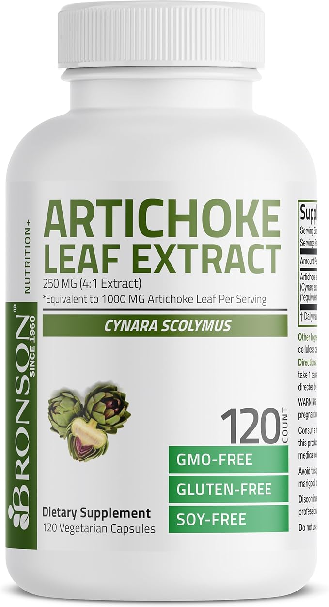 Bronson Artichoke Leaf Extract Extra Strength Supports Healthy Digestion Healthy Liver Function, Non-GMO, 120 Vegetarian Capsules