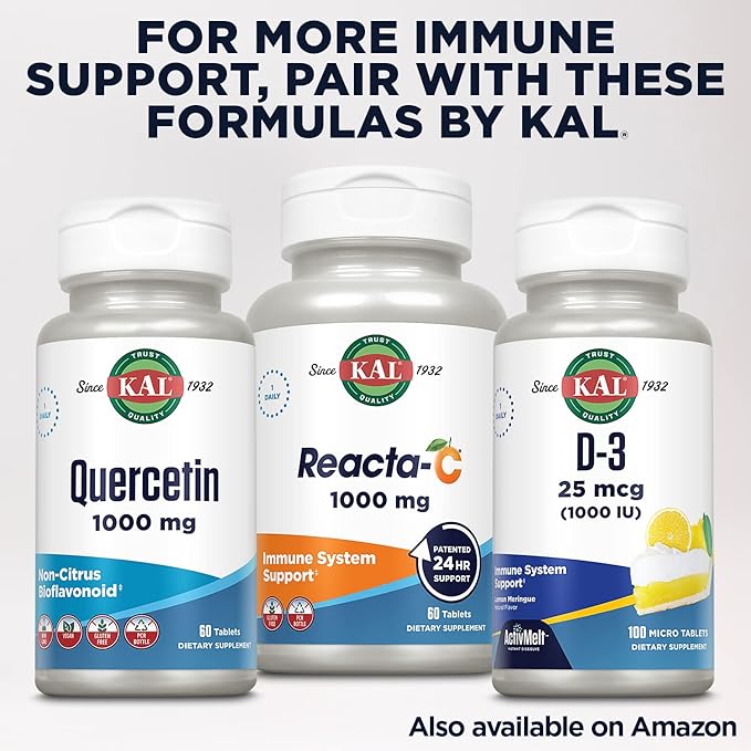 KAL Zinc 5mg ActivMelt, Immune Support Supplement with Zinc Oxide, Supports Protein Synthesis, Metabolism, Cell Growth, Immune Health, Vegetarian, Natural Lemon Flavor, 60-Day Guarantee, 60 Micro Tabs