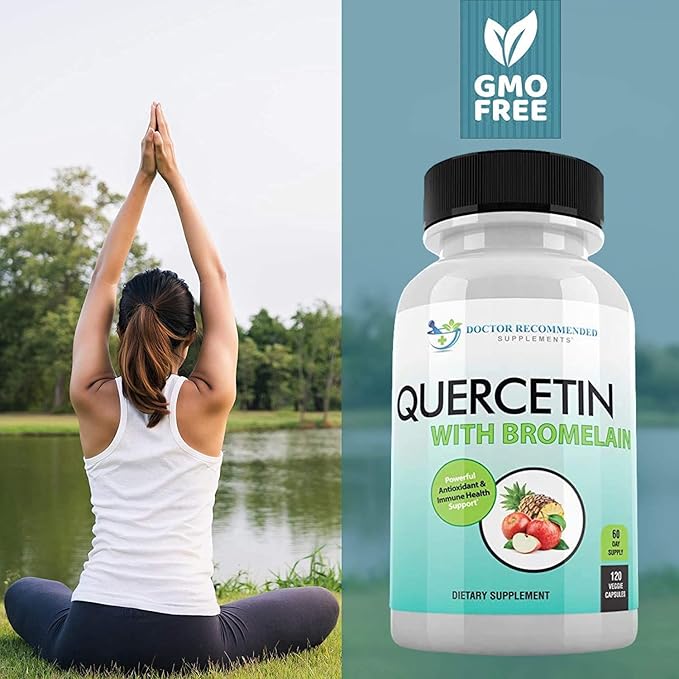 DOCTOR RECOMMENDED SUPPLEMENTS Quercetin 800mg w/Bromelain 165mg Per Serving- 120 Veggie Capsules-Full 60 Day Supply, Vitamin Supplement, Bioflavonoids, Gluten Free, Non-GMO (Pack of 3)