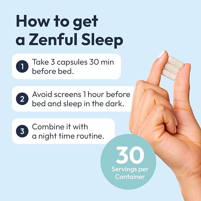 Zenful Sleep Supplement | Natural Deep Sleep Aid with KSM-66® Ashwagandha, Venetron® & AprèsFlex® | Supports Relaxation, Cortisol Balance & Stress Reduction | 30 Servings (90 Capsules)