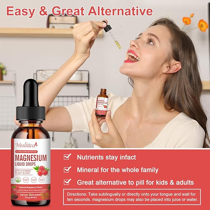 Magnesium Glycinate Liquid Drop - Triple Absorption Supplement to Support Nerves, Night, Heart, Muscles * -Sugar-Free with Potassium, L-Theanine, Sea Moss Vitamin B,C,D3, K2-3Pack