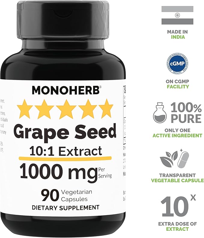 Grape Seed Extract 1000 mg - 90 Vegetarian Capsules
