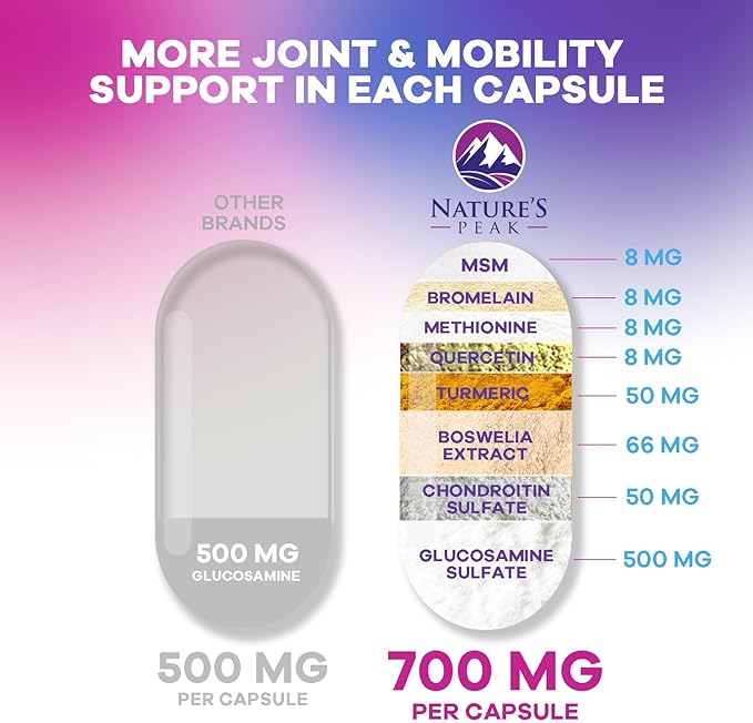 Glucosamine Chondroitin MSM Complex – Joint Supplement with Turmeric, Boswellia & Quercetin – Advanced Formula for Knee, Back, Hand & Hip Discomfort – Mobility & Flexibility Support – 120 Capsules