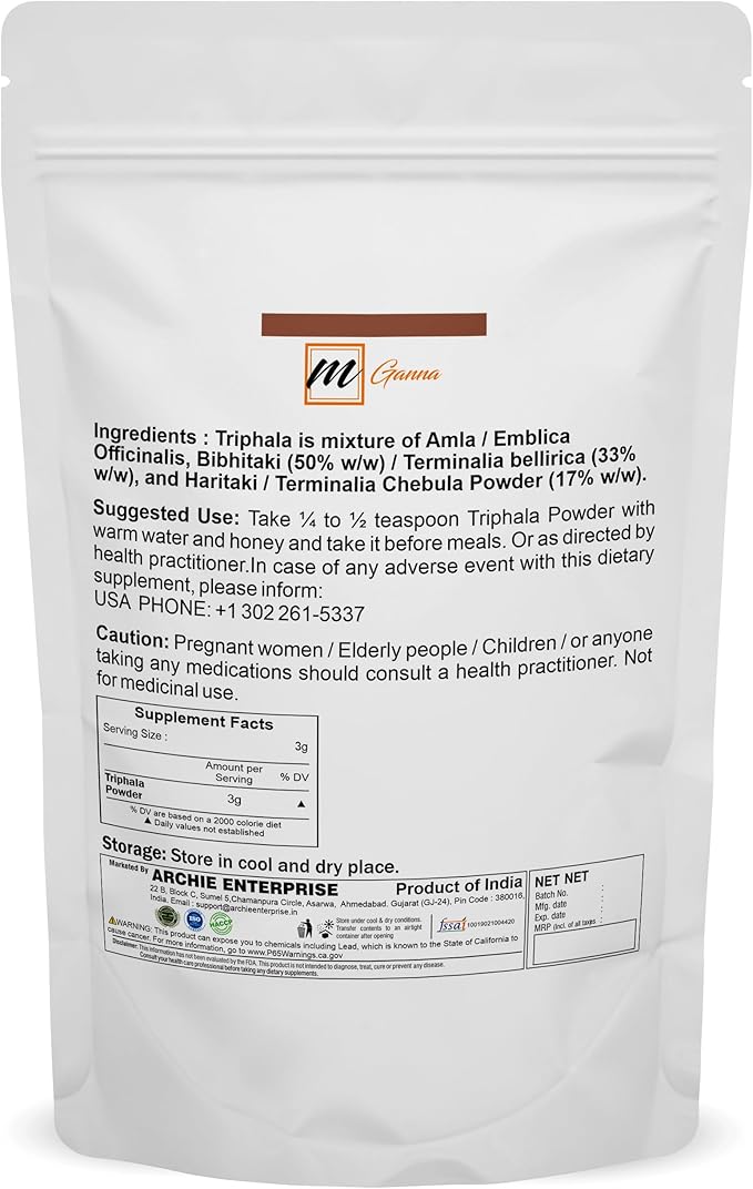 100% Natural Triphala Powder for Skin and Health Care 100 GMS / 0.22 LBS