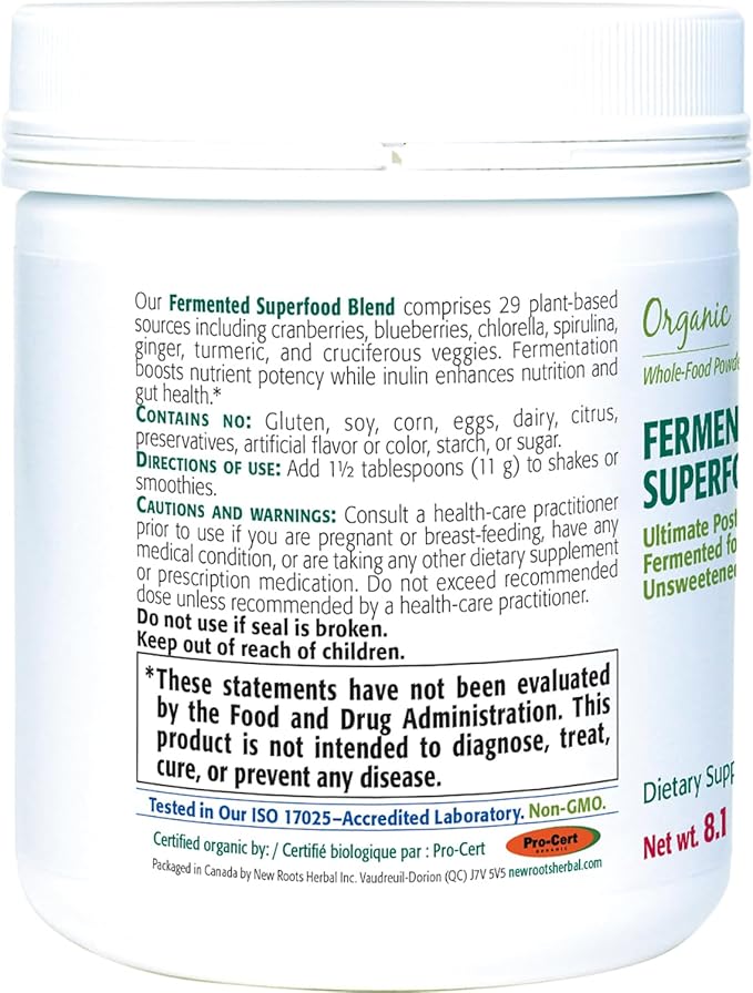 NEW ROOTS HERBAL Fermented Superfood Blend | Inulin from Jerusalem Artichoke