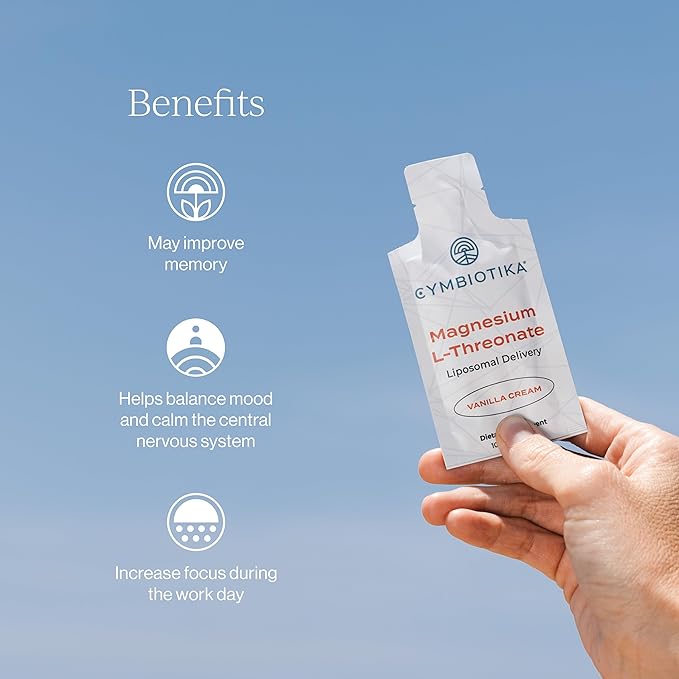 CYMBIOTIKA Magnesium L-Threonate – High-Absorption Magnesium for Brain Health, Memory, Focus & Stress Support – Promotes Mental Clarity, Relaxation & Mood Balance – Fast-Acting Liquid – 60 Servings