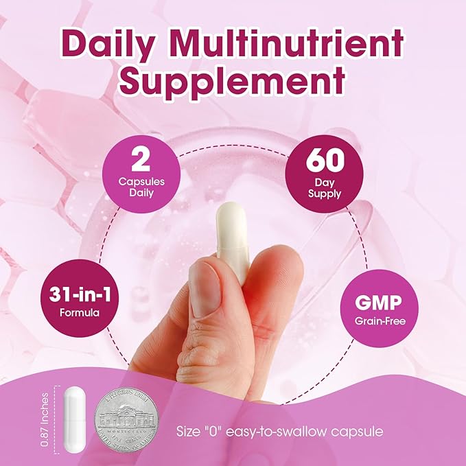 Multivitamin for Women-Hair, Skin and Nails Vitamins for Women-Methylated Multivitamin-Vitamins A,C,D,E, Biotin, Folic Acid-Bloom Energy and Help Focus-with 30+ Nutrients-120 Count