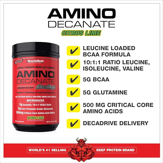 MuscleMeds Amino Decanate, Citrus Lime,13.5 oz (384g)