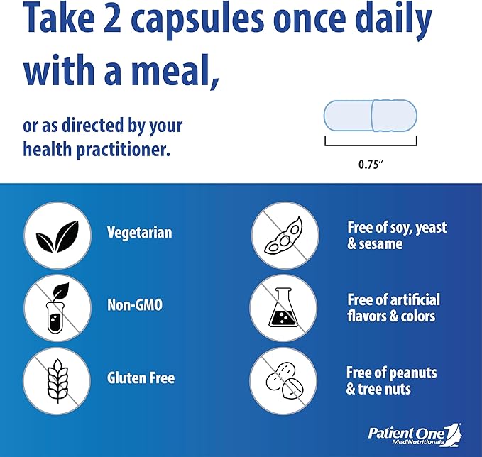 Patient One Flora Maintenance | Probiotic Supplement to Aid Balanced Intestinal Flora* | 25 Billion CFU, 10 Probiotic Strains, Prebiotic | 60 Capsules
