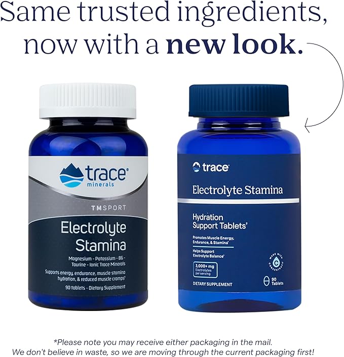 Trace Minerals Electrolyte Stamina - Heart Health & Hydration Support - Electrolyte Supplement Aids Muscle Cramp Relief & Endurance - Mineral Supplement with Magnesium - 90 Tablets (15 Servings)