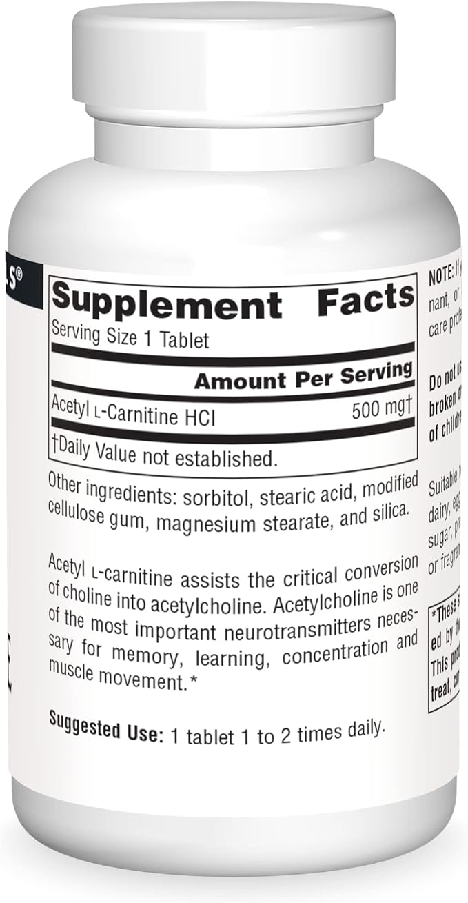 Source Naturals Acetyl L-Carnitine 500mg, 60 Tablets