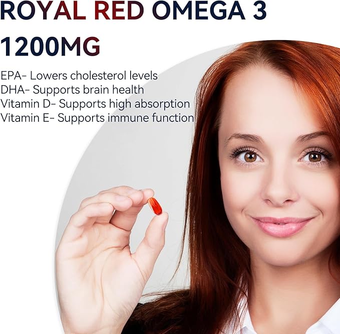 Dr. Brian Royal Red Omega 3 1200, Fish Oil Supplement with EPA and DHA Omega 3 Fish Oil Contain Vitamin D,E Omega 3 Support for Physical Health - 90 Soft Gels