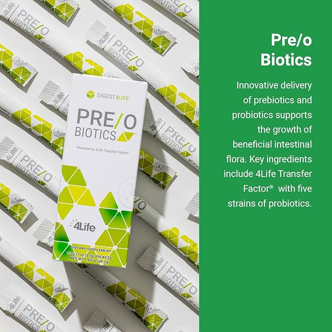 4Life Pre/o Biotics - Prebiotic and Probiotic Blend for Microbiome, Gut, and Immune System Support - Digestive Health Supplement - 15 Packets