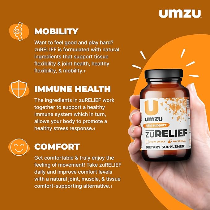 UMZU Turmeric Curcumin Supplement | Joint Comfort 7 Natural Ingredients - Bromelin, Boswellia & BioPerine Black Pepper | Supports Joint Health & Immunity (30 Day Supply | 60 Capsules)