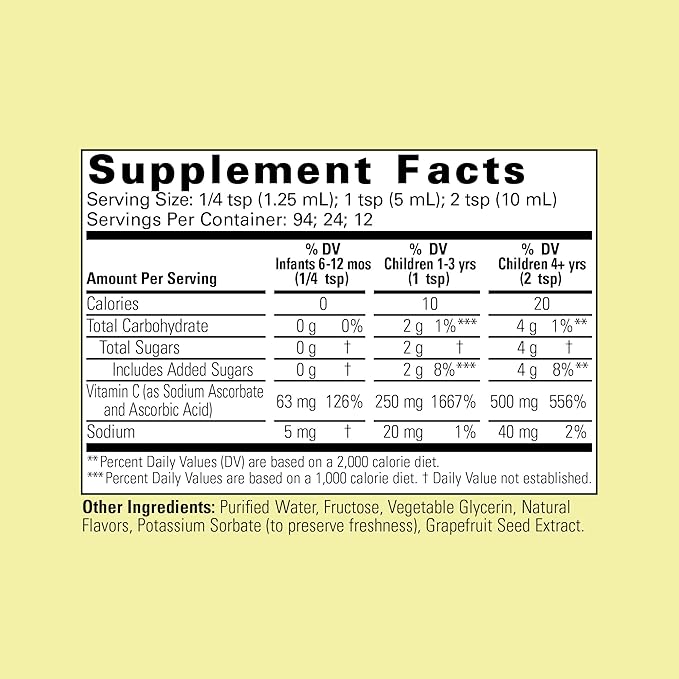 CHILDLIFE ESSENTIALS Liquid Vitamin C - Pure Vitamin C Liquid, Vitamin C for Kids, Liquid Supplement, Immune System Support, Great Taste - Natural Orange, 4 Fl Oz (Pack of 3)
