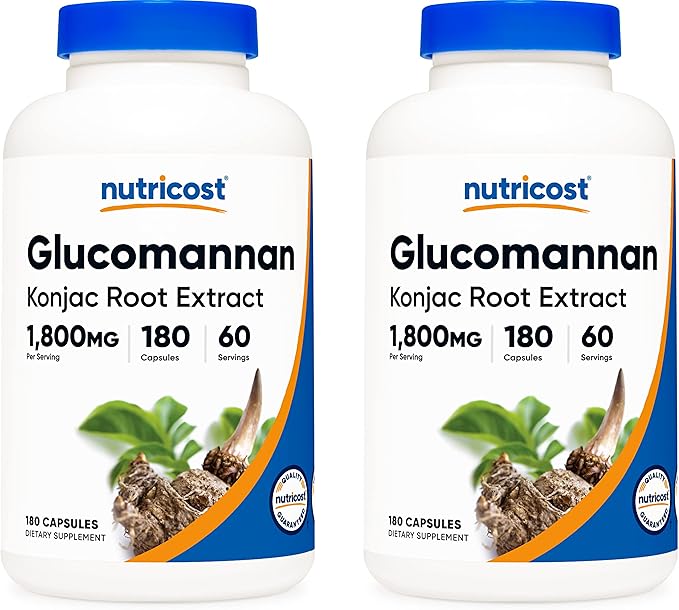 Nutricost Glucomannan 1,800mg Per Serving, 180 Capsules (2 Bottles)