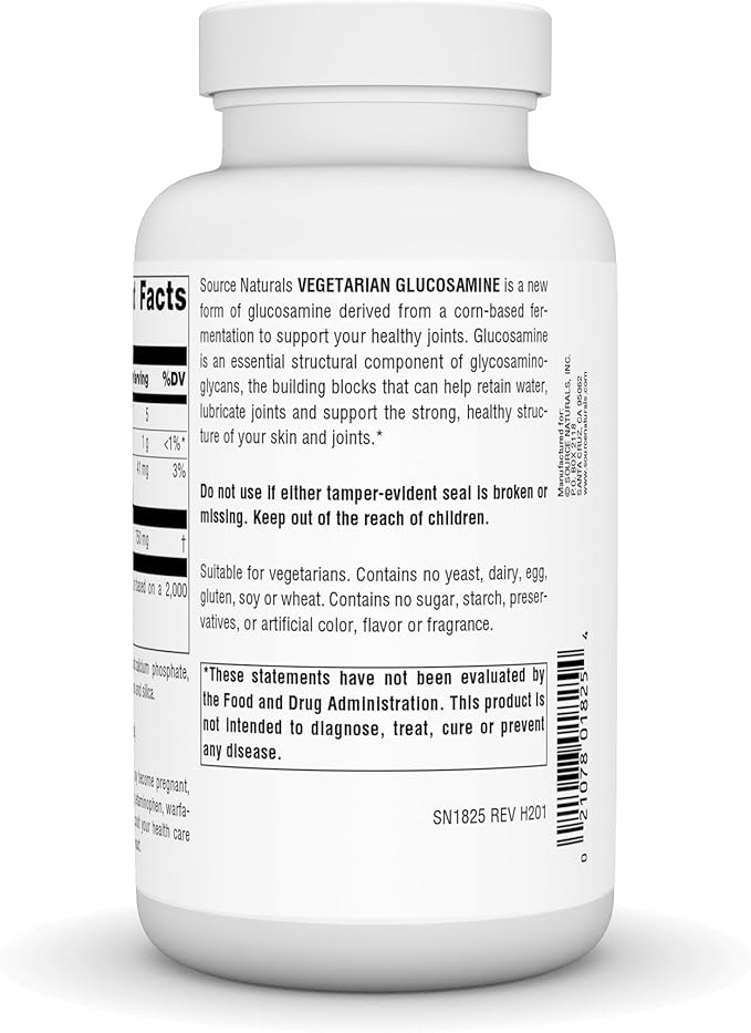Source Naturals Vegetarian Glucosamine, Promotes Healthy Joints*, 750 mg - 120 Tablets