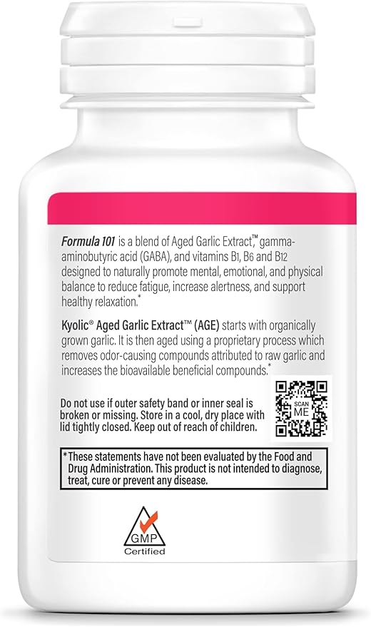 Kyolic Aged Garlic Extract Formula 101, Stress and Fatigue Relief, 100 Tablets (Packaging May Vary)