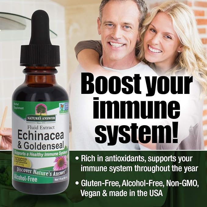 Nature's Answer Enchinacea & Goldenseal | Supports a Healthy Immune System | Super Concentrated Pure Extract | Alcohol-Free, Gluten-Free, Vegan & Kosher Certified 1oz